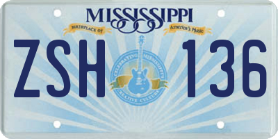 MS license plate ZSH136