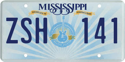 MS license plate ZSH141