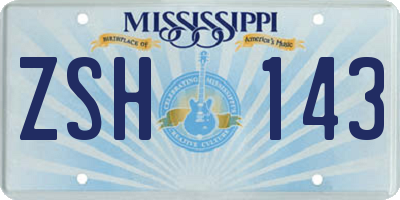 MS license plate ZSH143