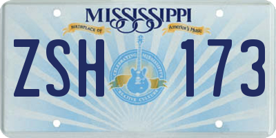 MS license plate ZSH173