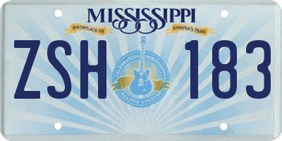 MS license plate ZSH183