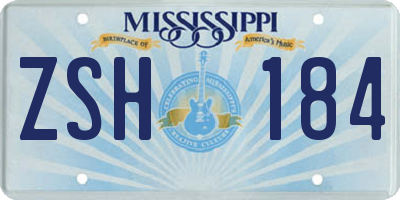 MS license plate ZSH184