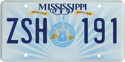MS license plate ZSH191