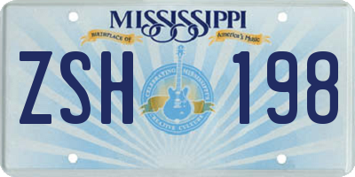 MS license plate ZSH198