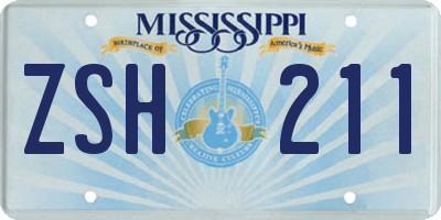 MS license plate ZSH211