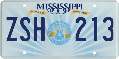 MS license plate ZSH213