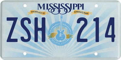 MS license plate ZSH214