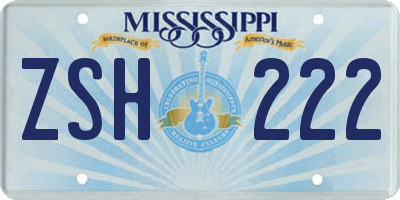 MS license plate ZSH222