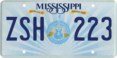MS license plate ZSH223