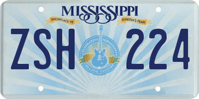 MS license plate ZSH224