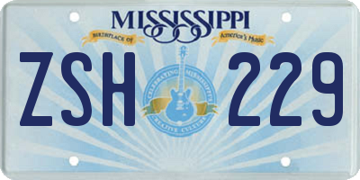 MS license plate ZSH229