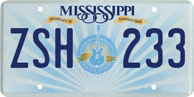 MS license plate ZSH233