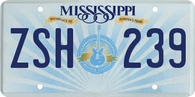 MS license plate ZSH239
