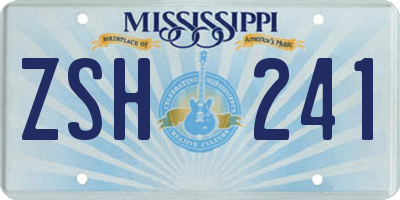 MS license plate ZSH241