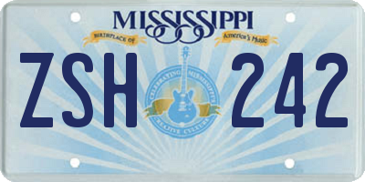 MS license plate ZSH242