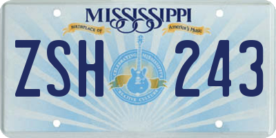 MS license plate ZSH243
