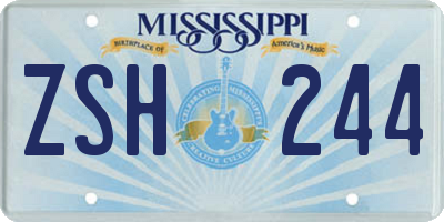 MS license plate ZSH244