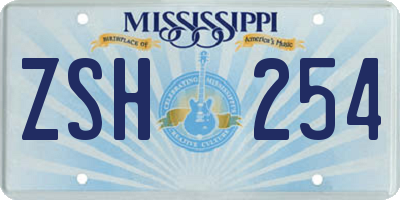 MS license plate ZSH254