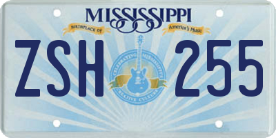 MS license plate ZSH255