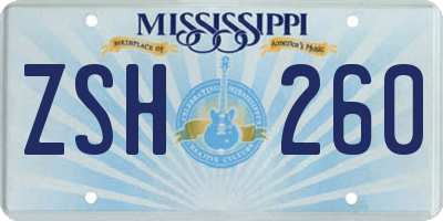 MS license plate ZSH260