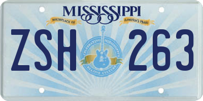 MS license plate ZSH263