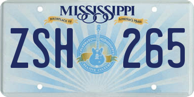 MS license plate ZSH265
