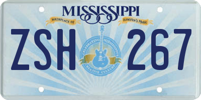 MS license plate ZSH267