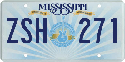 MS license plate ZSH271