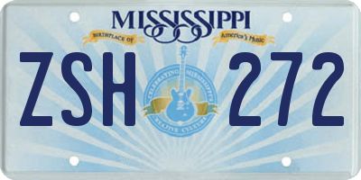 MS license plate ZSH272