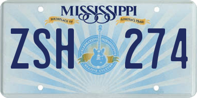 MS license plate ZSH274