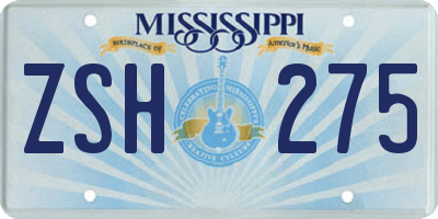 MS license plate ZSH275