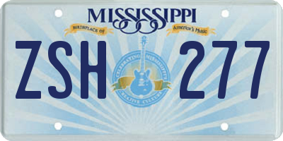 MS license plate ZSH277