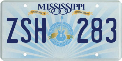 MS license plate ZSH283