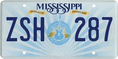 MS license plate ZSH287