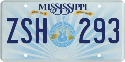 MS license plate ZSH293