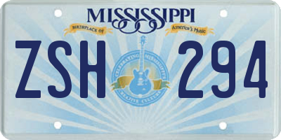 MS license plate ZSH294