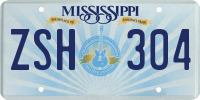 MS license plate ZSH304
