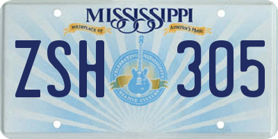 MS license plate ZSH305