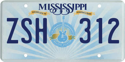 MS license plate ZSH312