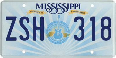 MS license plate ZSH318