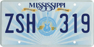 MS license plate ZSH319