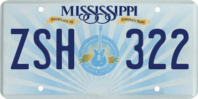 MS license plate ZSH322