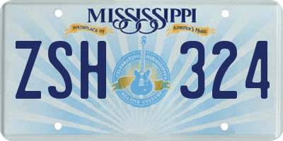 MS license plate ZSH324