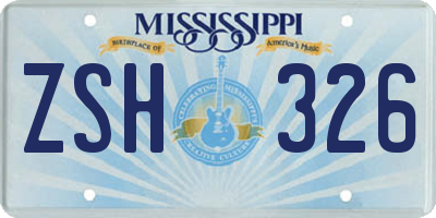 MS license plate ZSH326