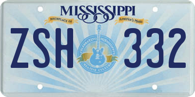MS license plate ZSH332