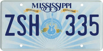 MS license plate ZSH335