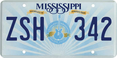MS license plate ZSH342