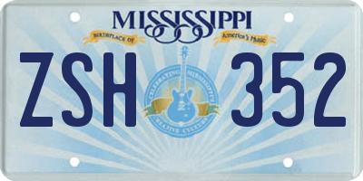 MS license plate ZSH352