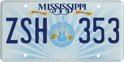 MS license plate ZSH353