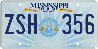 MS license plate ZSH356
